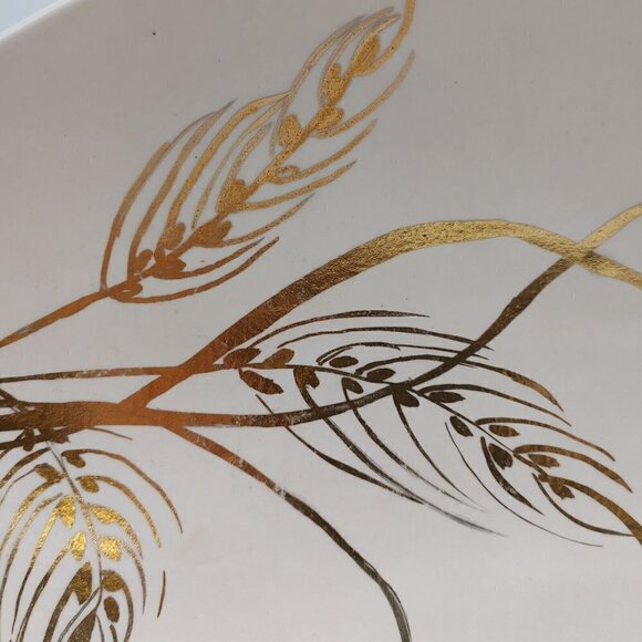 By Eve Gold Floral Shallow Dish Bowl Spoon Holder Pink Ceramic Handmade Vintage - Picture 9 of 12